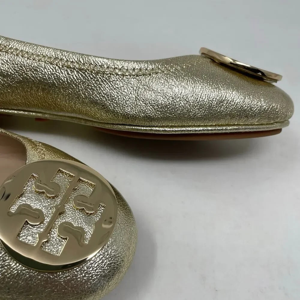 Tory Burch Gold Logo Ballet Flats